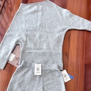 Cider Light Gray Off-the-Shoulder Sweater